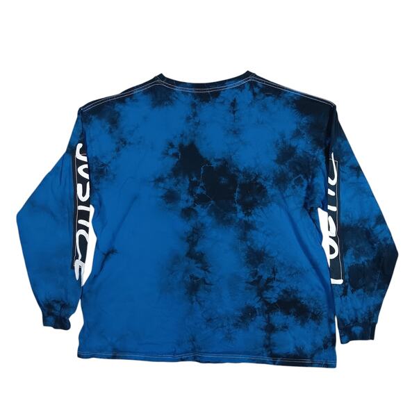 Chemistry Poetic Justice 1993 Tupac Graphic Tee Size 3X Blue Tie Dye Long Sleeve - Picture 2 of 10